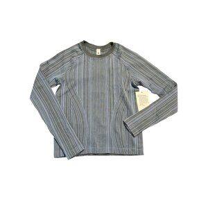 Lululemon Rest Less Pullover Contour Variegated Rib Sinatra Blue Slim Fit